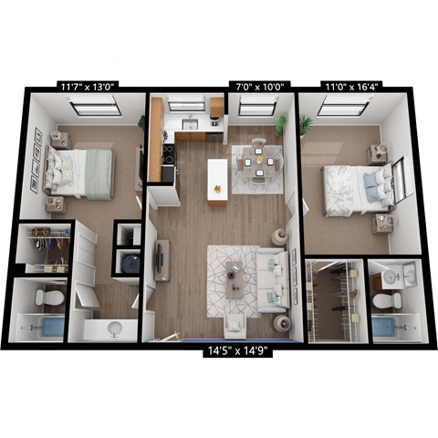 The Sabal floorplan at Crescent House Apartments.